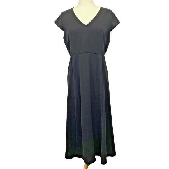 RW & Co Midi Dress Womans Size 14 Black Cap Sleeve Keyhole Back Front Slit Party - Picture 6 of 7